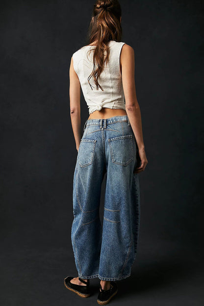 Women's mid-rise baggy balloon jeans