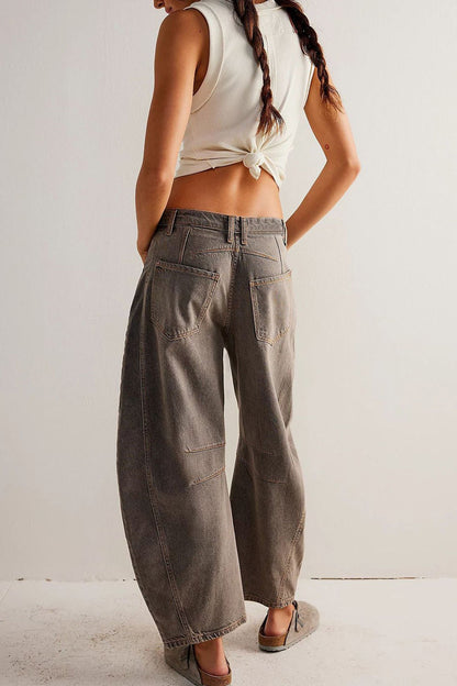 Women's mid-rise baggy balloon jeans