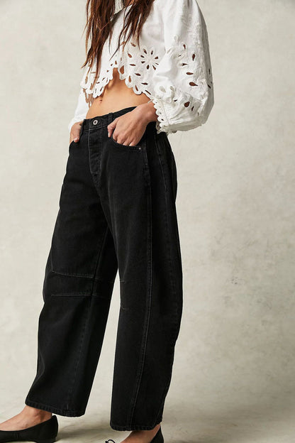 Women's mid-rise baggy balloon jeans