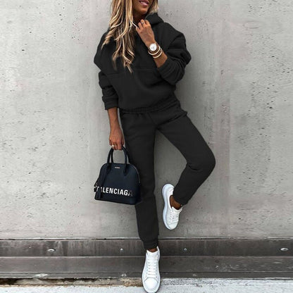 Women’s Tracksuit Set - Cotton Blend - Oversized Pullover - Tapered Jogger Pants