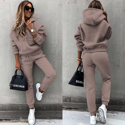 Women’s Tracksuit Set - Cotton Blend - Oversized Pullover - Tapered Jogger Pants