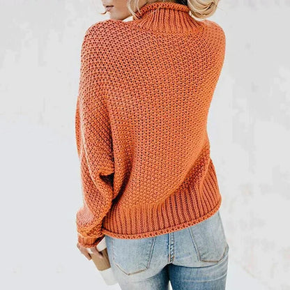 Women's autumn/winter high neck thick knit pullover sweater