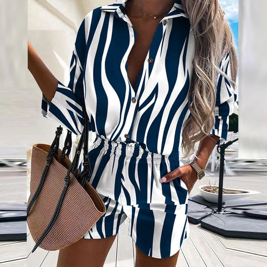Comfortable Summer Set Blouse and Shorts