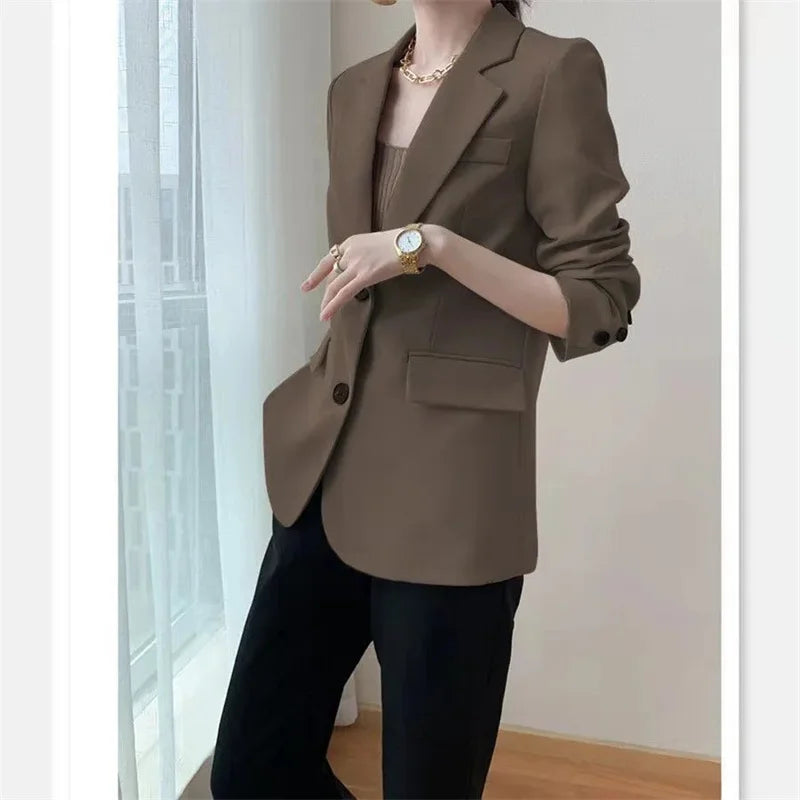 Women's slim fit single-breasted casual office blazer