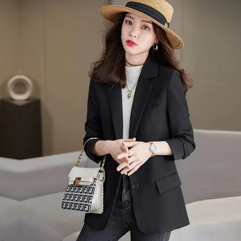 Women's slim fit single-breasted casual office blazer