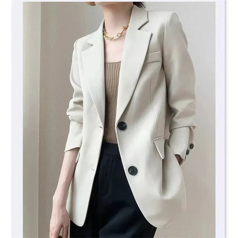 Women's slim fit single-breasted casual office blazer