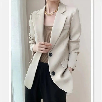 Women's slim fit single-breasted casual office blazer