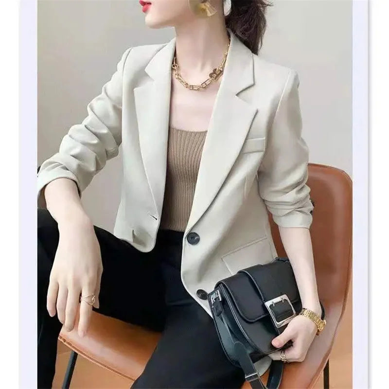 Women's slim fit single-breasted casual office blazer