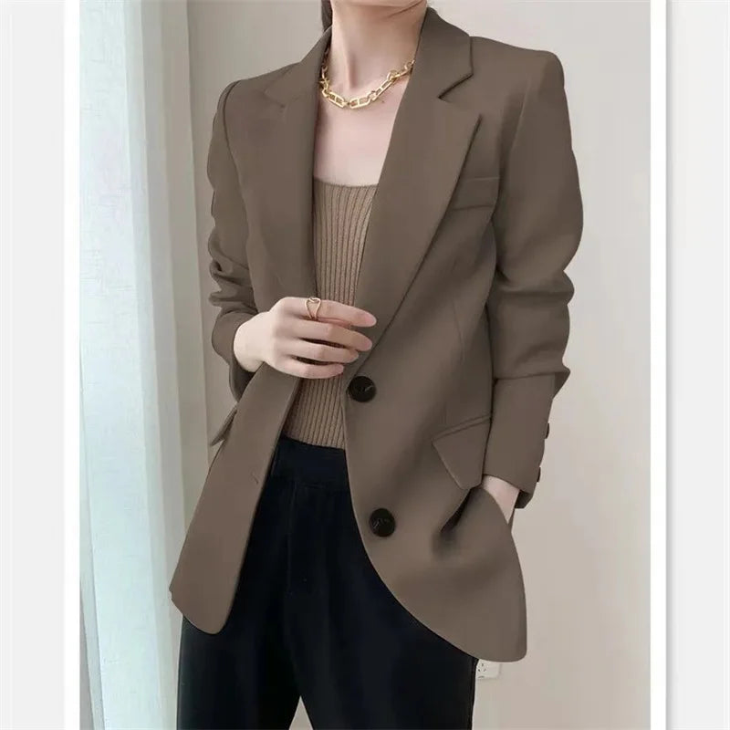 Women's slim fit single-breasted casual office blazer
