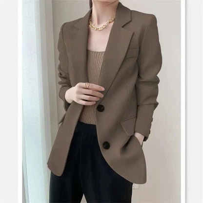 Women's slim fit single-breasted casual office blazer