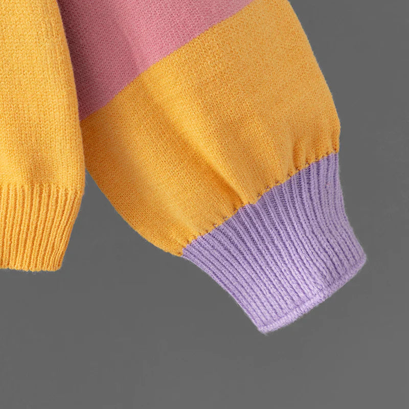 Striped Stitching Round Neck Sweater