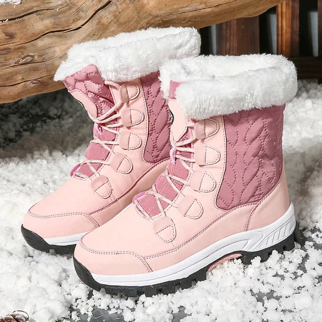 Women's waterproof velvet thick high top snow boots