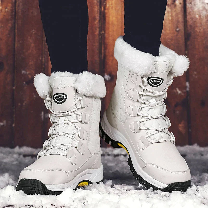 Women's waterproof velvet thick high top snow boots