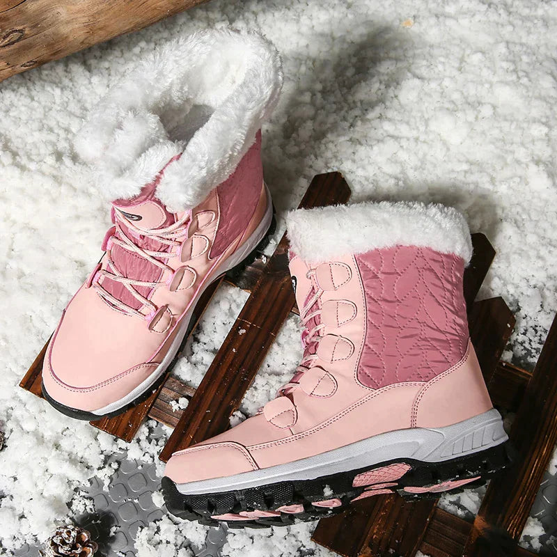 Women's waterproof velvet thick high top snow boots