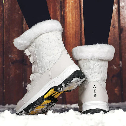 Women's waterproof velvet thick high top snow boots