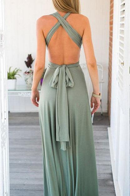 Women's Halter Neck Maxi Dress - Plunging Neckline - Elegant Evening Wear