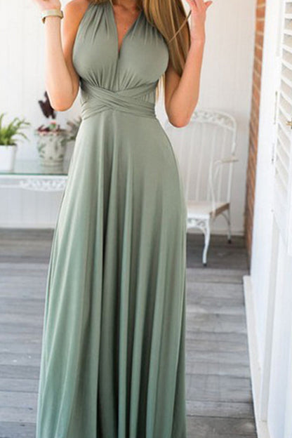 Women's Halter Neck Maxi Dress - Plunging Neckline - Elegant Evening Wear