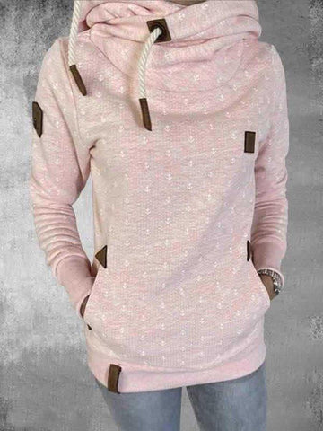 Women's pink cowl neck pullover hoodie