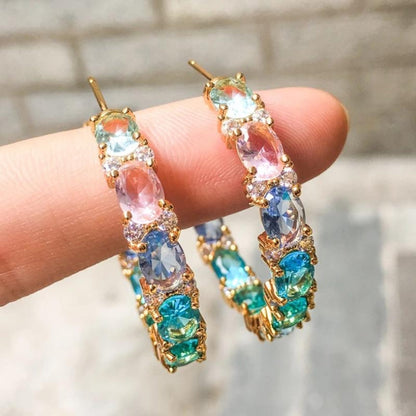 Radiant multicolored zirconia earrings