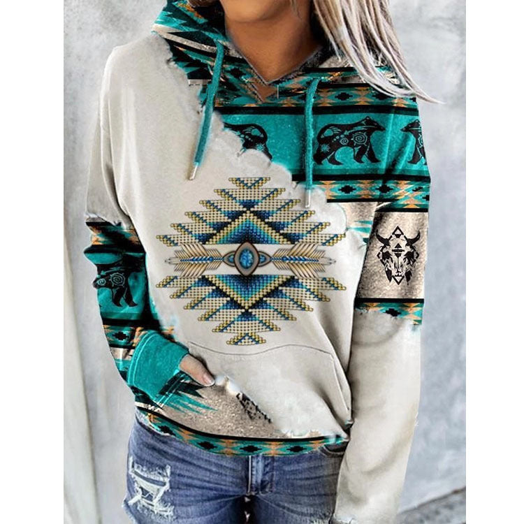 Women's ethnic style printed sweatshirts