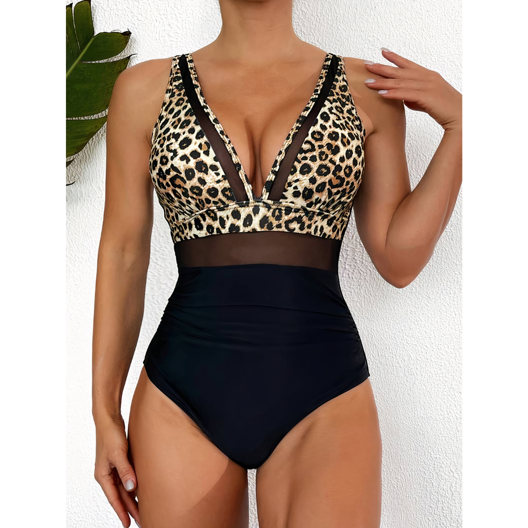 Contouring Mesh Panel One-Piece Swimsuit 