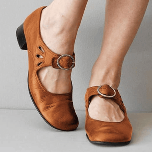 Leather Buckle Strap Mary Jane Shoes