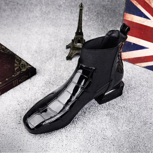 Patent Leather Side Zip Booties