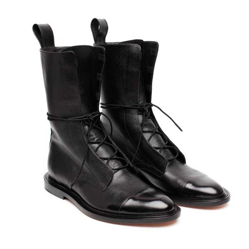 Lace-up leather ankle boots for women