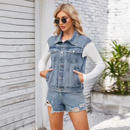 Women's denim vest tank top