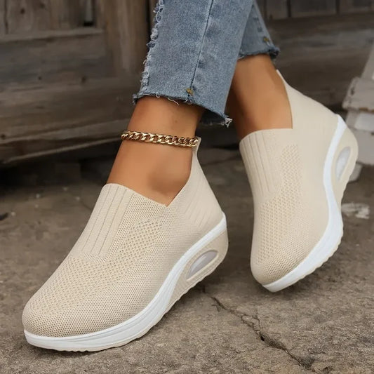 Women's Slip-On Sneakers - Breathable Mesh - Cushioned Sole - Lightweight Casual Wear