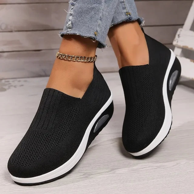 Women's Slip-On Sneakers - Breathable Mesh - Cushioned Sole - Lightweight Casual Wear