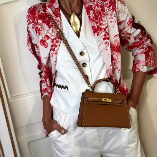 Floral Print Button Lapel Coat