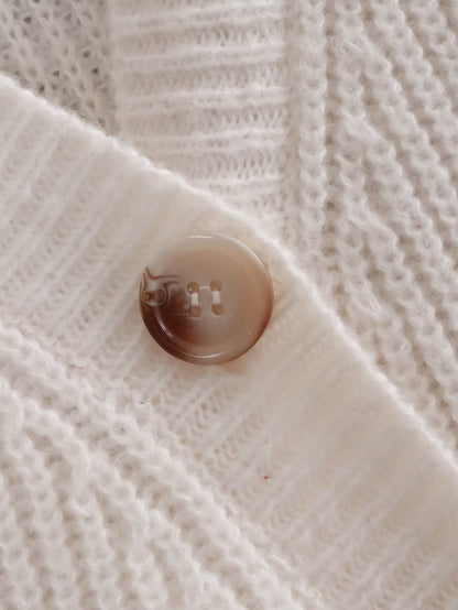 Women's v-neck loose slant button knitted jacket
