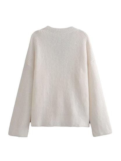 Women's v-neck loose slant button knitted jacket