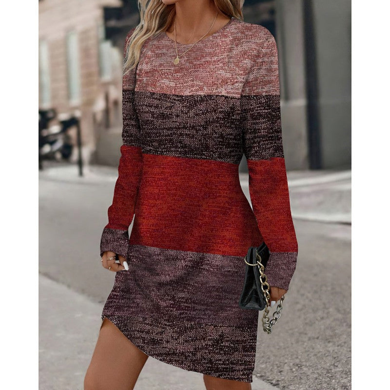Striped Color Block Casual Knit Dress