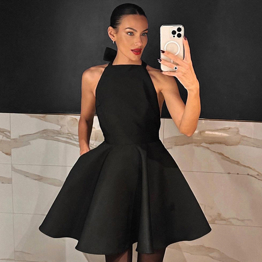Halter Neck High Waist A-Line Dress