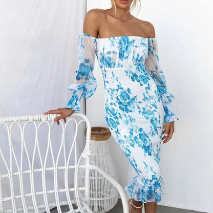 Women's Midi Dress with Elastic Waist