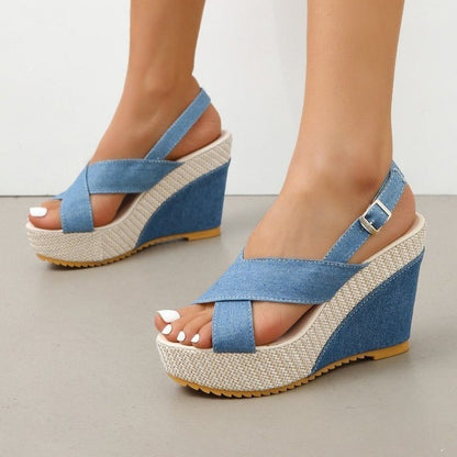Women’s Denim Platform Wedge Sandals