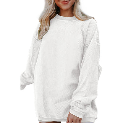 Women’s Sweatshirt – Relaxed Fit – Cotton Blend – Long Sleeve – Round Neck Casual