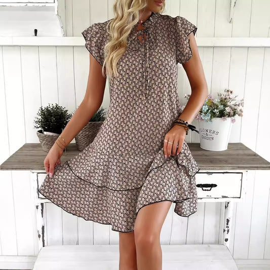 Ruffled Lightweight Flowy Fit Mini Dress
