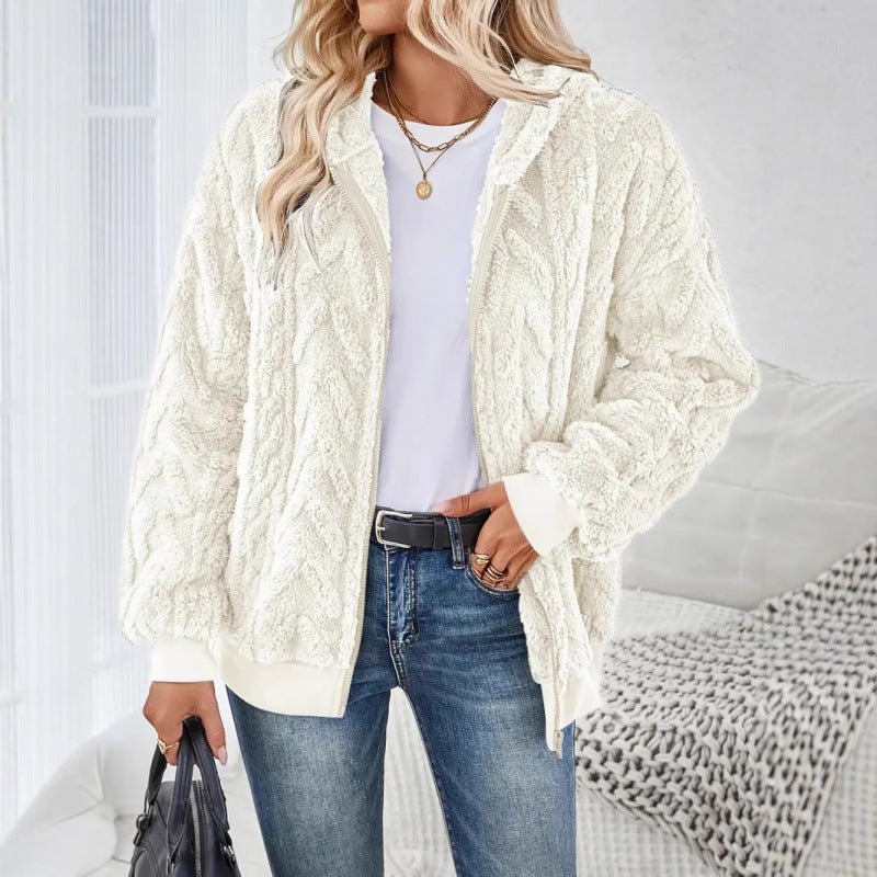 Plush Knit Oversized Hooded Jacket