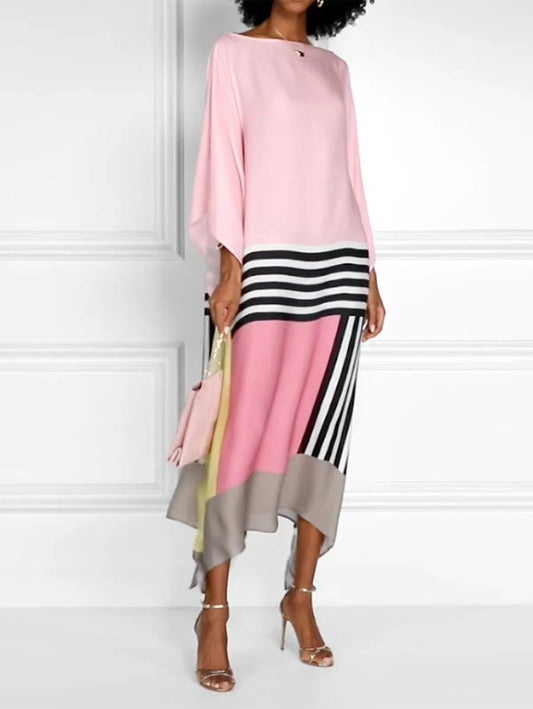 Striped Asymmetrical Midi Dress