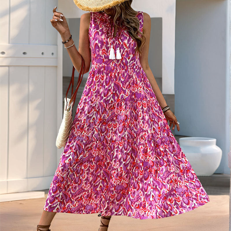 Lightweight Cotton V-Neck A-Line Midi Dress