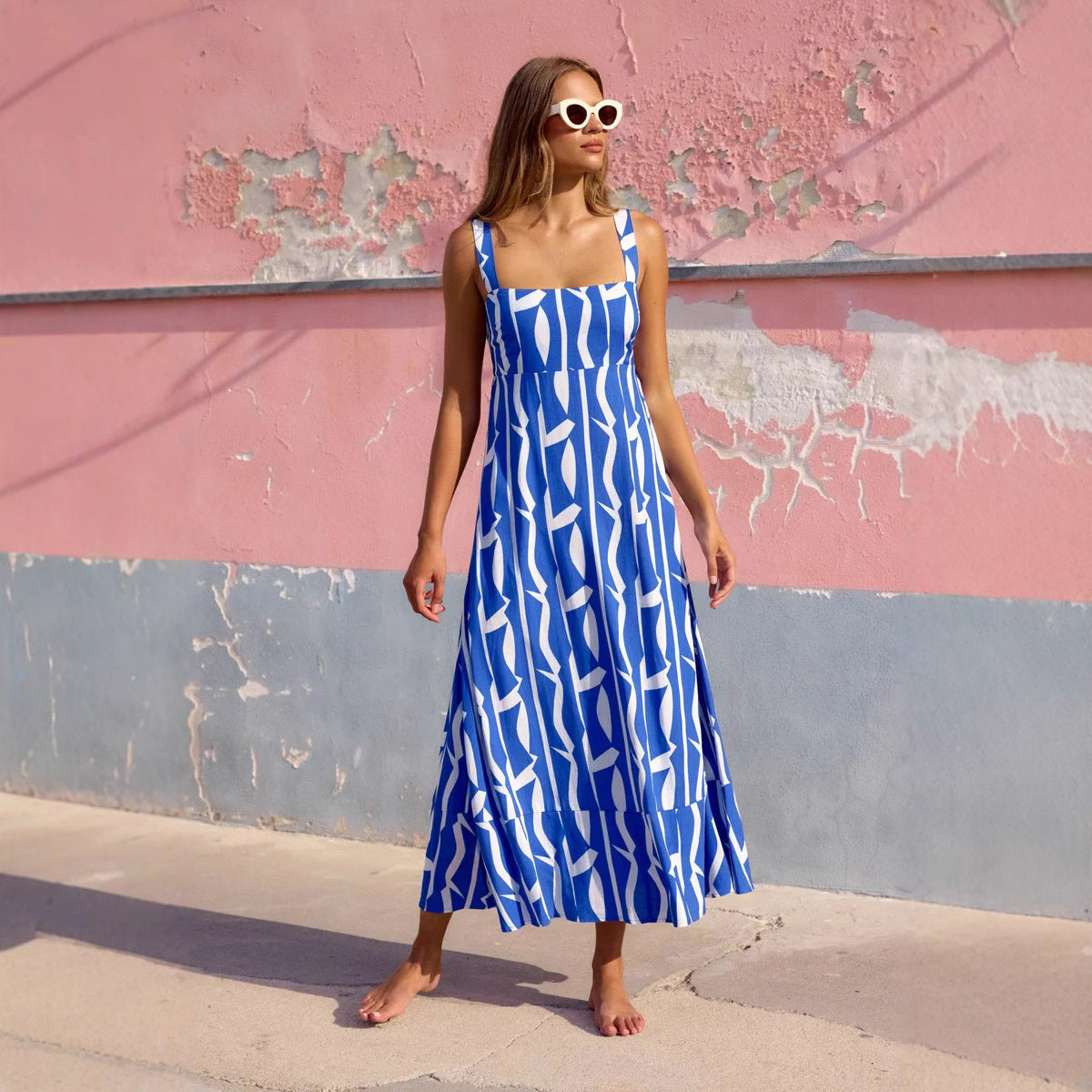 Abstract Print Lightweight A-Line Dress