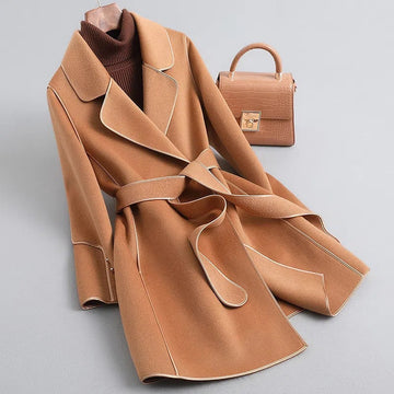 Comfortable women's trench belted coat