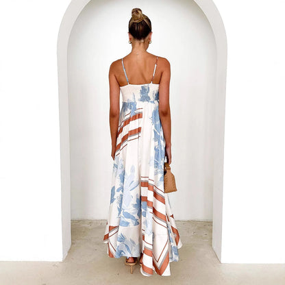 Women’s Maxi Dress – A-Line Fit – Backless – Spaghetti Strap – Floral Print – Lightweight
