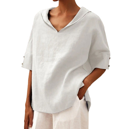 Women's Loose Tunic Top - Casual Half Sleeve - Relaxed Pullover Top