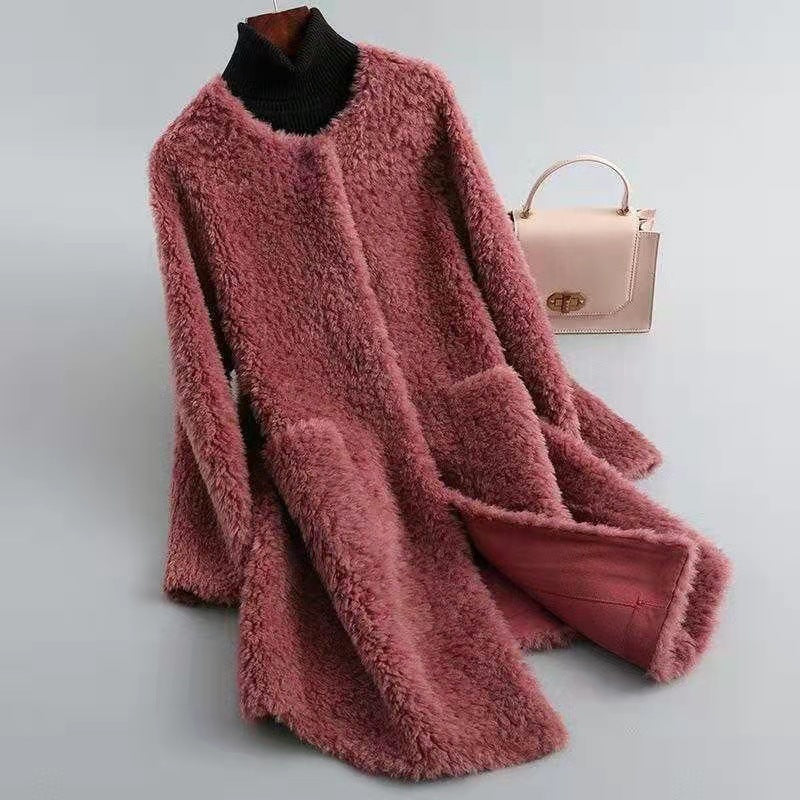 Faux Fur Relaxed Fit Open Front Coat