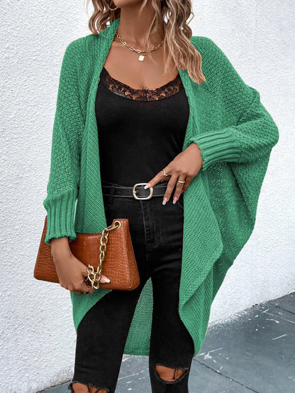 Women’s Shawl Sweater – Oversized Fit – Knit Texture – Batwing Sleeves – Open Front