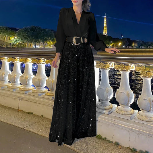 Sparkly Wide Leg Top and Pant Set